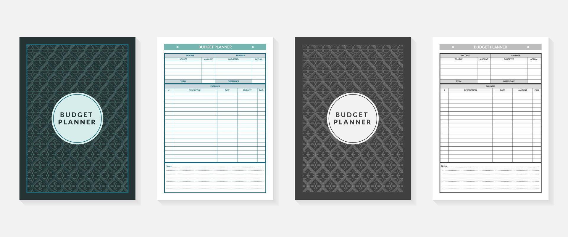 budget planner template with blank space for notes and receipts vector