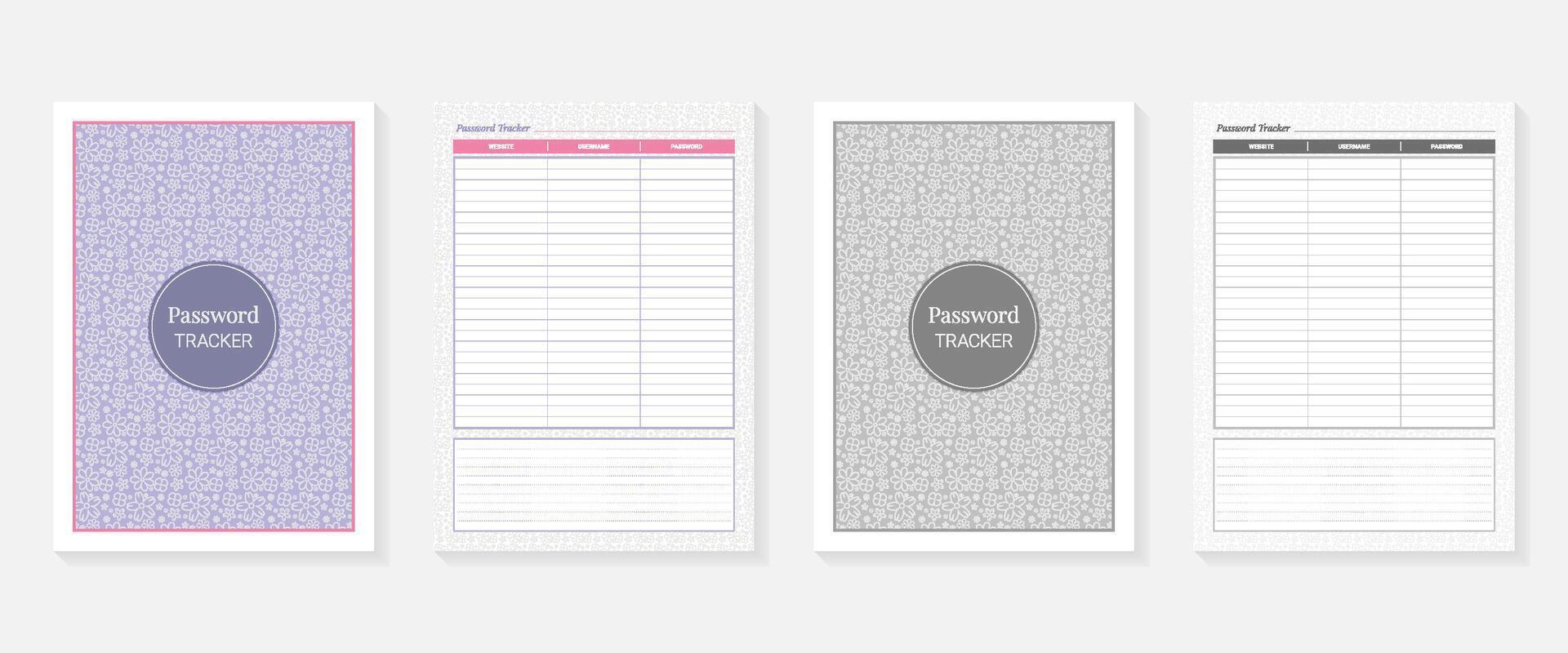 Password Tracker with cover colorful black and white design vector