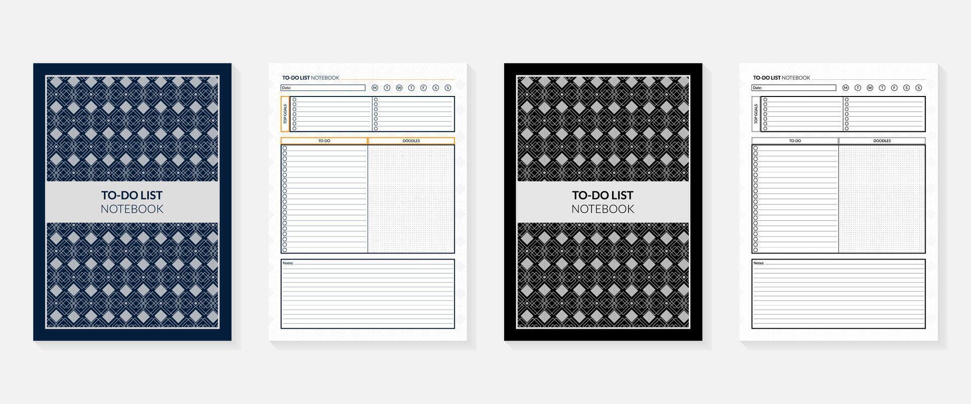 que hacer lista cuaderno con cubrir vistoso y negro y blanco diseño vector