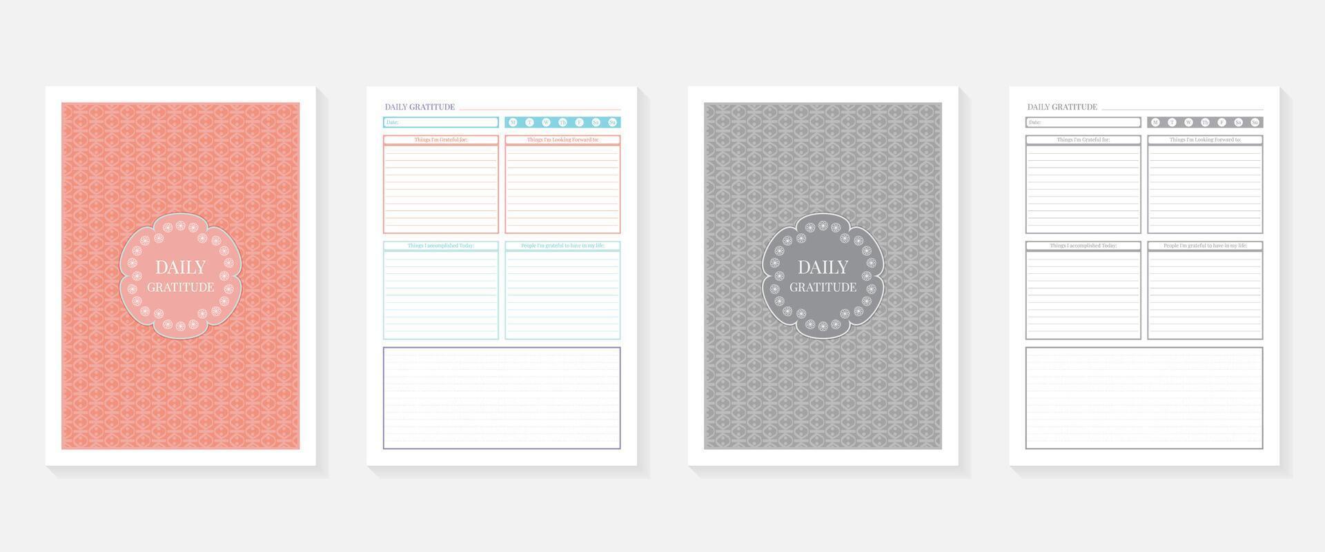 Daily Gratitude Journal with cover black and white and colorful design vector