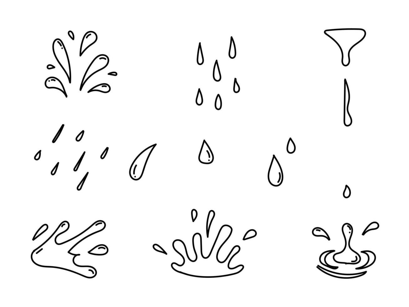 Water splash, water drop hand drawn vector illustration