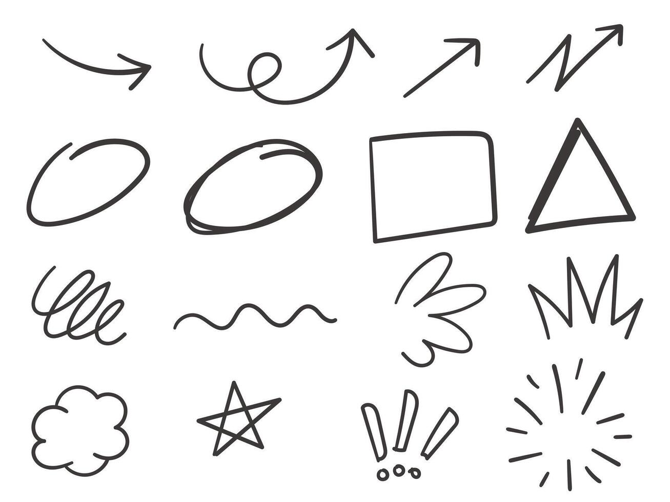 Hand drawn doodles graphic design elements. handcrafted elements vector
