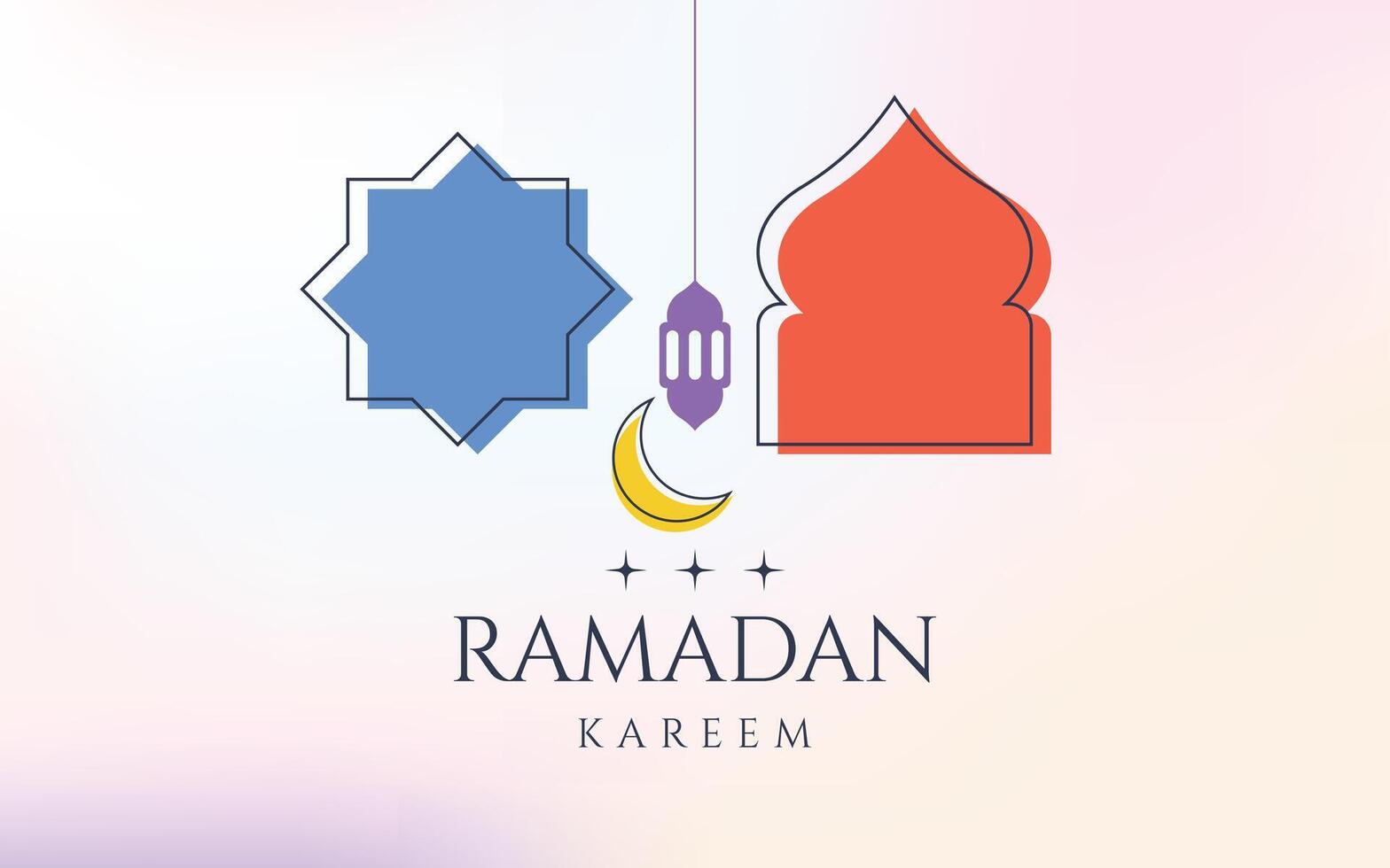 Modern style Ramadan kareem colorful designs. Greeting card background vector