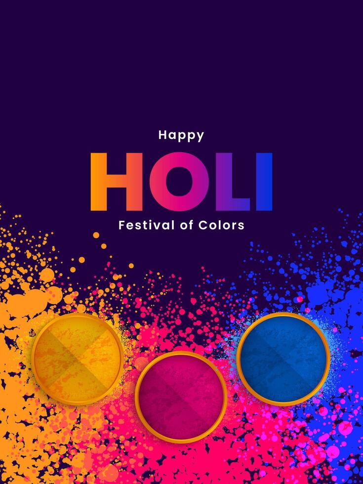 Holi festival poster design. Indian Festival of Colors. Colorful Holi celebration festive background. Vector illustration