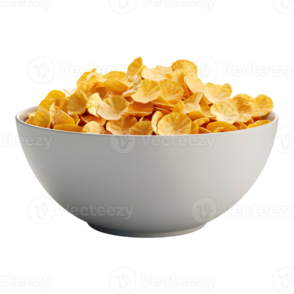 AI generated 3D Rendering of a Corn Flaked Breakfast on Transparent Background - Ai Generated png