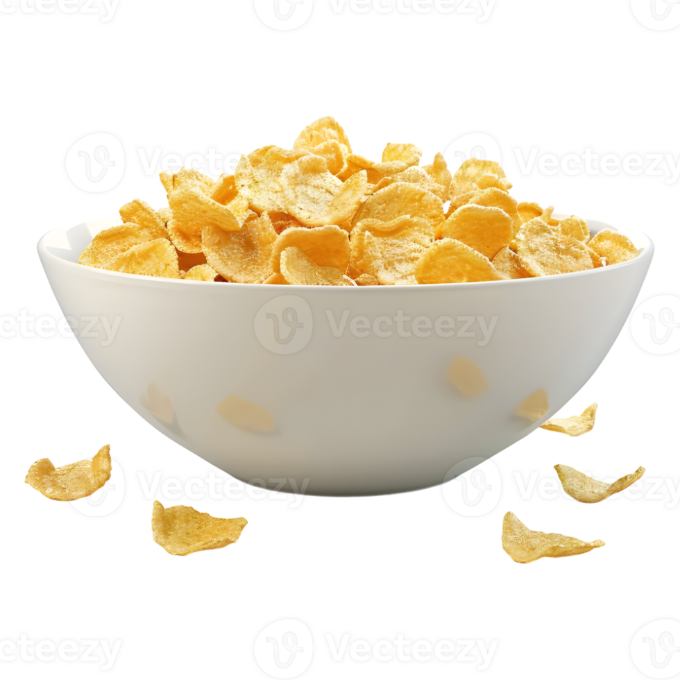 AI generated 3D Rendering of a Corn Flaked Breakfast on Transparent Background - Ai Generated png