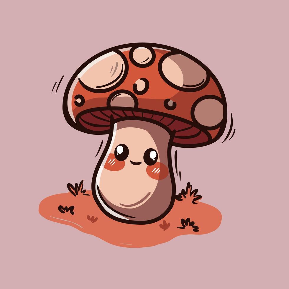 Cute mushroom cartoon vector