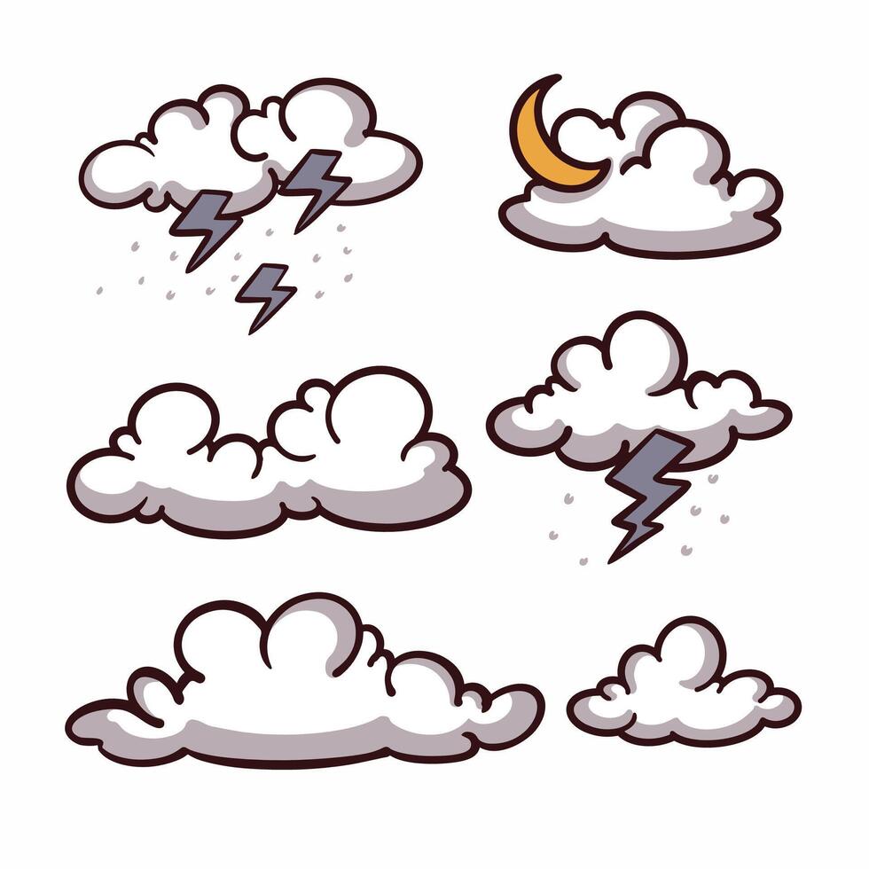 mano dibujado nubes dibujos animados ilustración vector