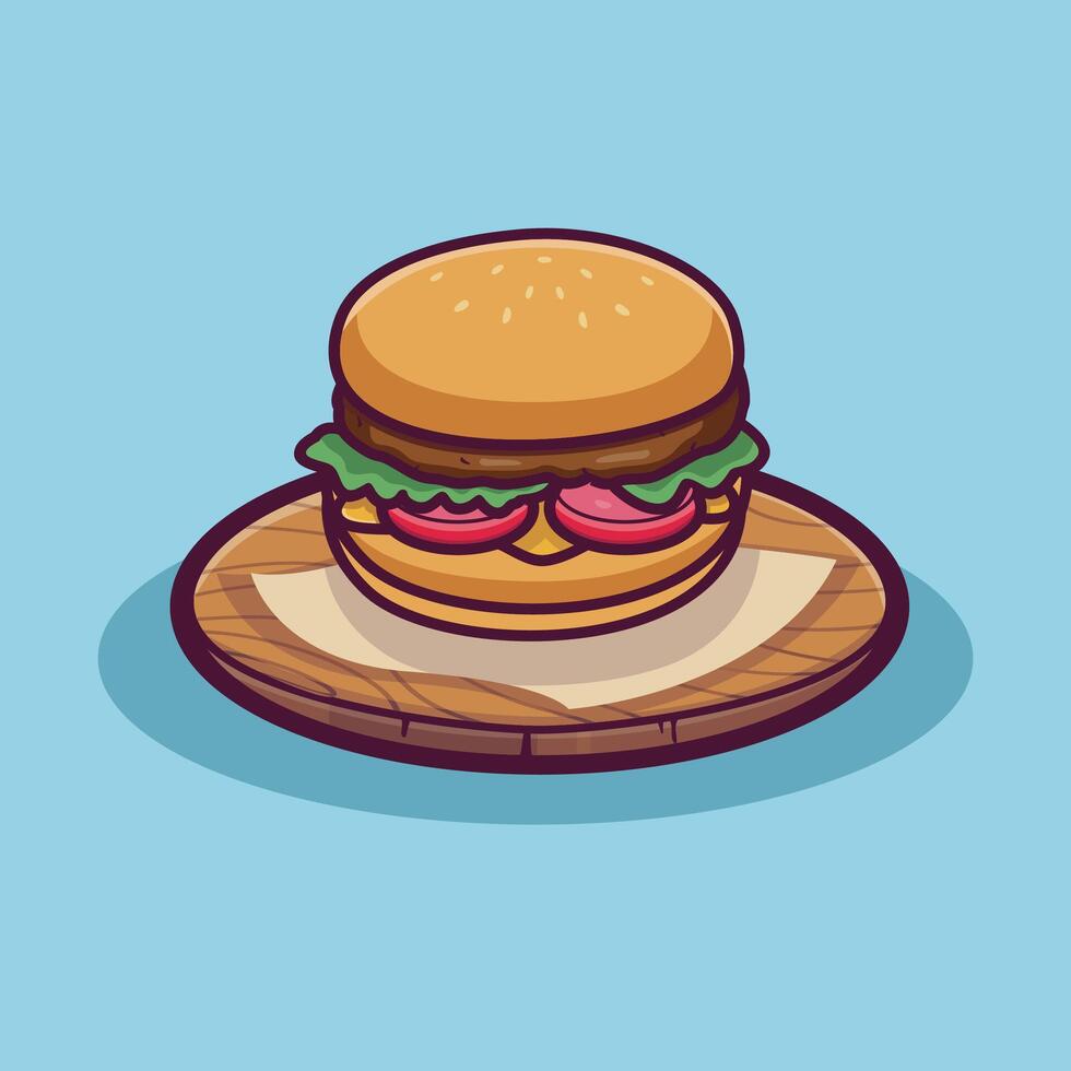 ilustración de dibujos animados de hamburguesa con queso vector