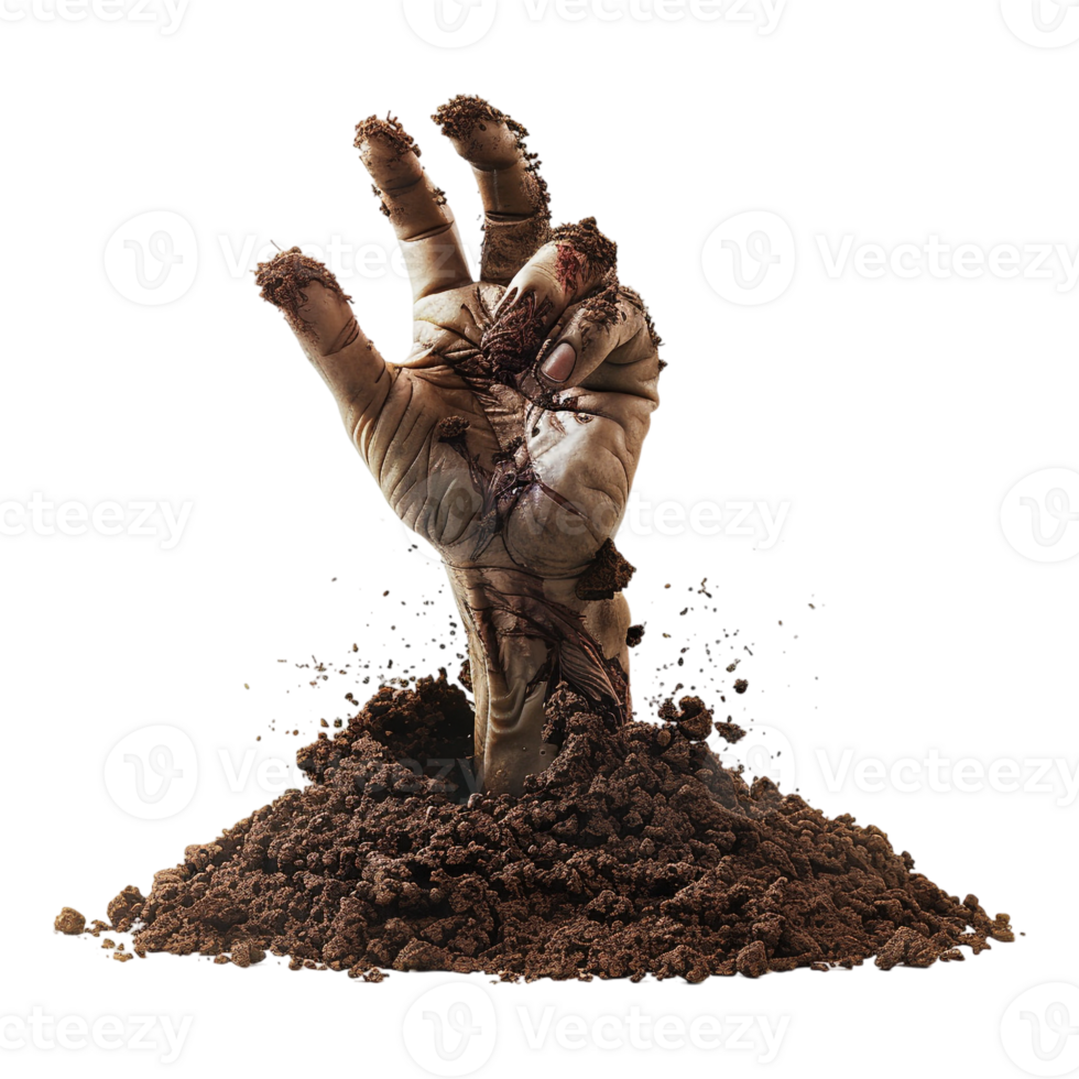 AI generated 3D Rendering of a Horror Hand Coming Out From Grave Halloween on Transparent Background - Ai Generated png