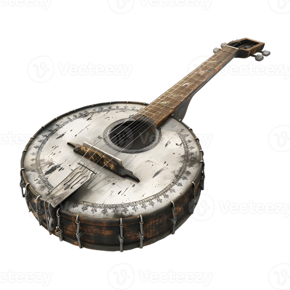 AI generated 3D Rendering of a Banjo Music Guitar on Transparent Background - Ai Generated png