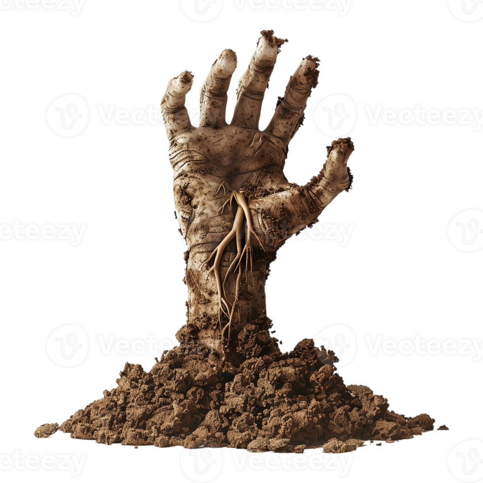 AI generated 3D Rendering of a Horror Hand Coming Out From Grave Halloween on Transparent Background - Ai Generated png