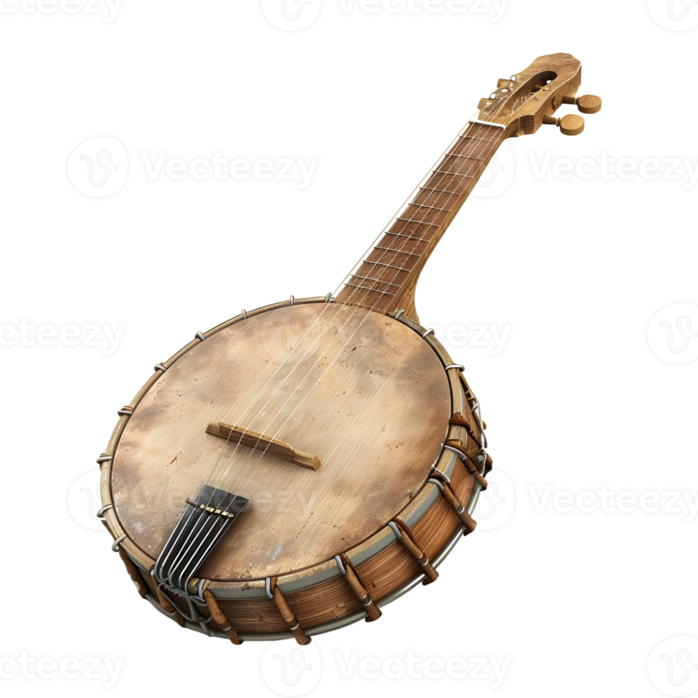 AI generated 3D Rendering of a Banjo Music Guitar on Transparent Background - Ai Generated png