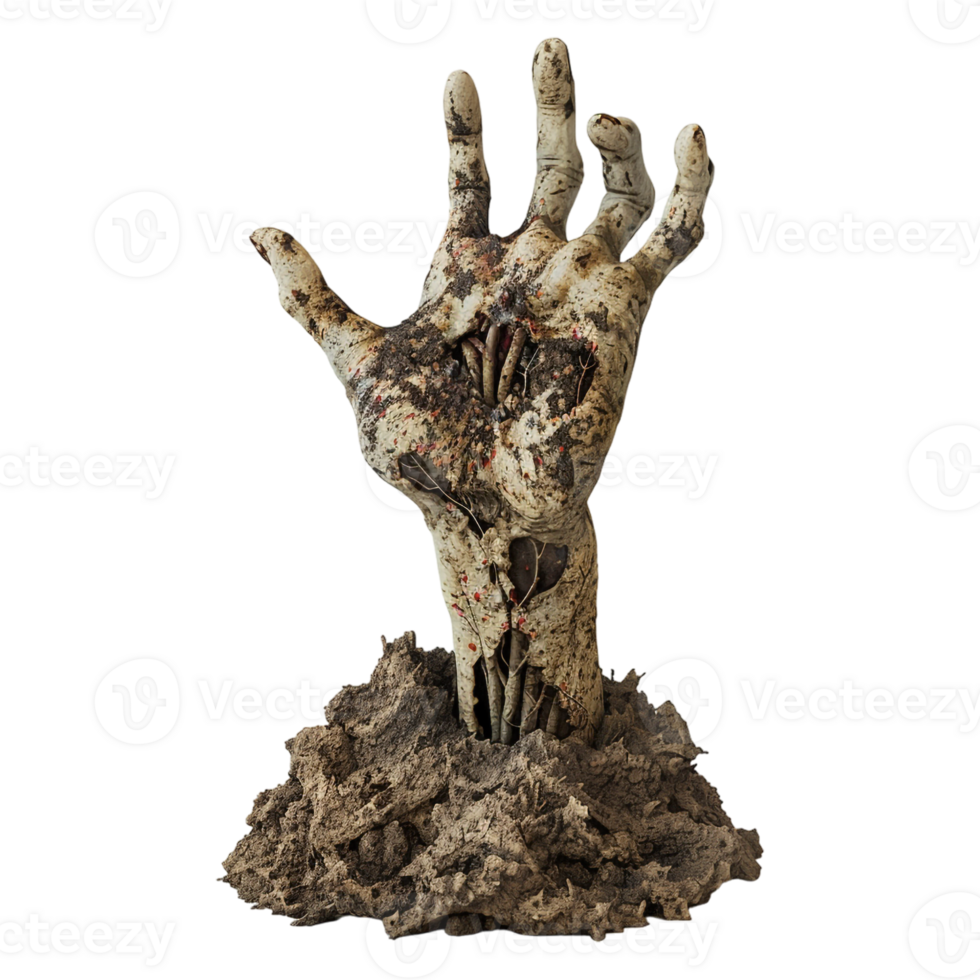 AI generated 3D Rendering of a Horror Hand Coming Out From Grave Halloween on Transparent Background - Ai Generated png