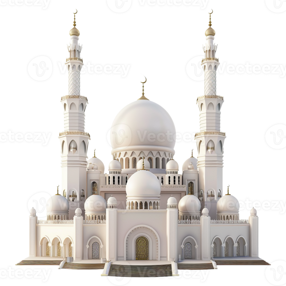 AI generated 3D Rendering of a Islamic Beautiful Mosque on Transparent Background - Ai Generated png