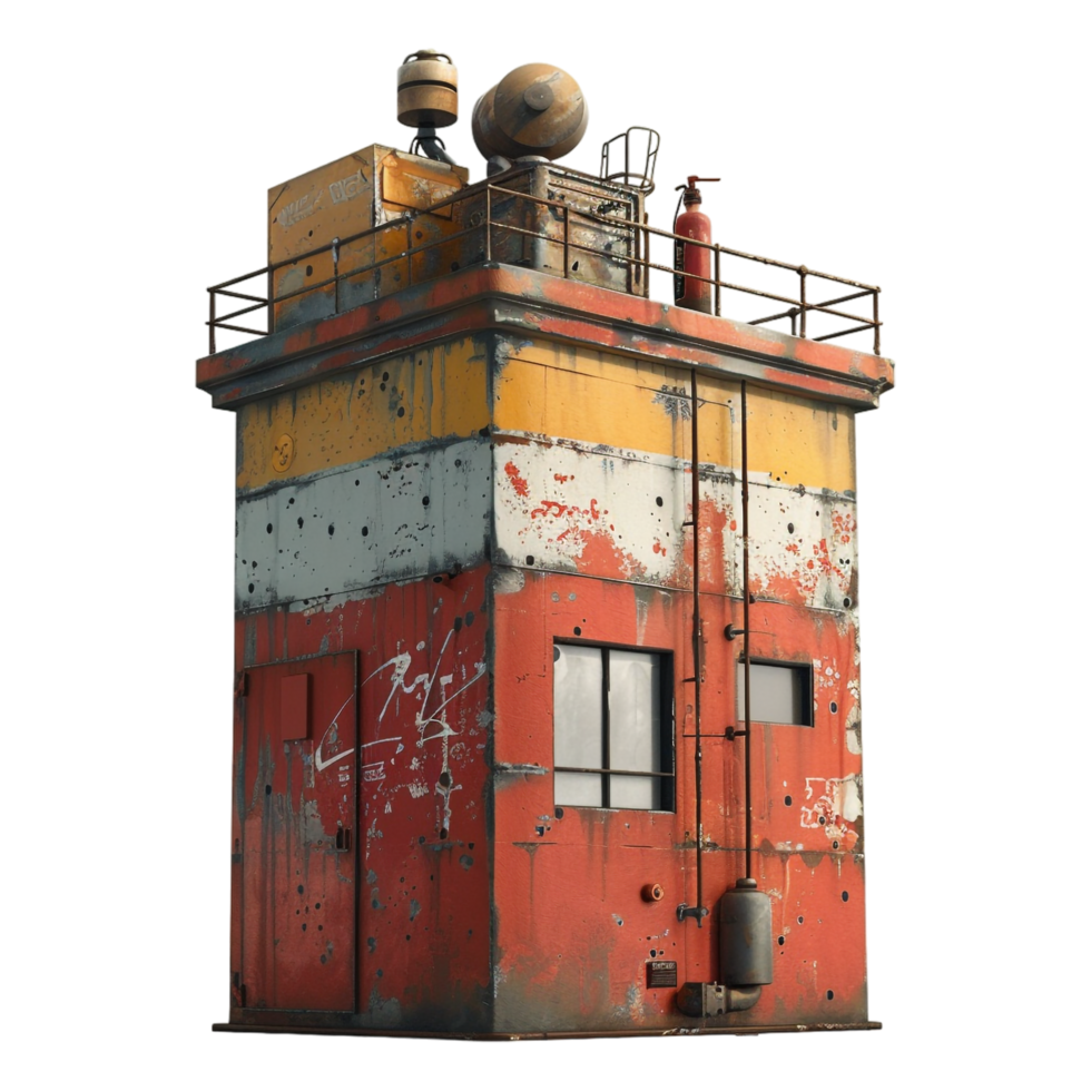 AI generated 3D Rendering of a Vintage Building Rusted on Transparent Background - Ai Generated png