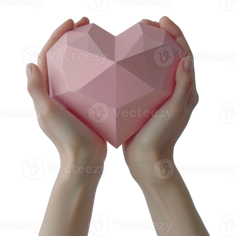 AI generated 3D Rendering of a Love Heart In Hand on Transparent Background - Ai Generated png