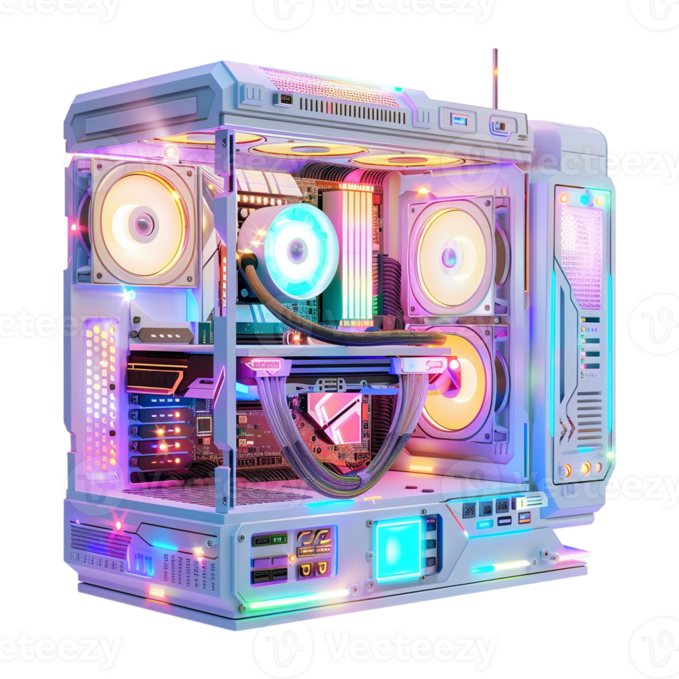 AI generated 3D Rendering of a Gaming PC on Transparent Background - Ai Generated png