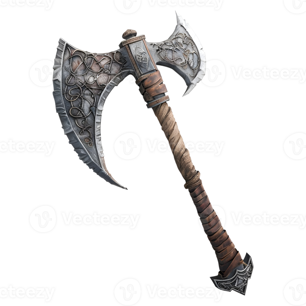 AI generated 3D Rendering of a Viking Axe Weapon on Transparent Background - Ai Generated png