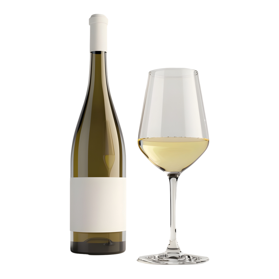 ai genererad 3d tolkning av en vin med en glas på transparent bakgrund - ai genererad png