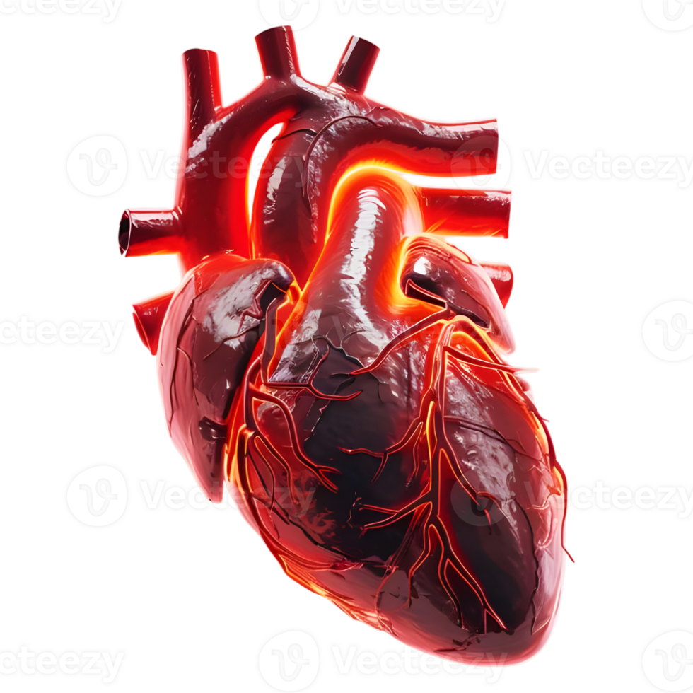 AI generated 3D Rendering of a Human Heart on Transparent Background - Ai Generated png