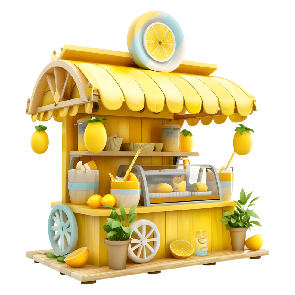 AI generated 3D Rendering of a Yellow Fruit stall on Transparent Background - Ai Generated png