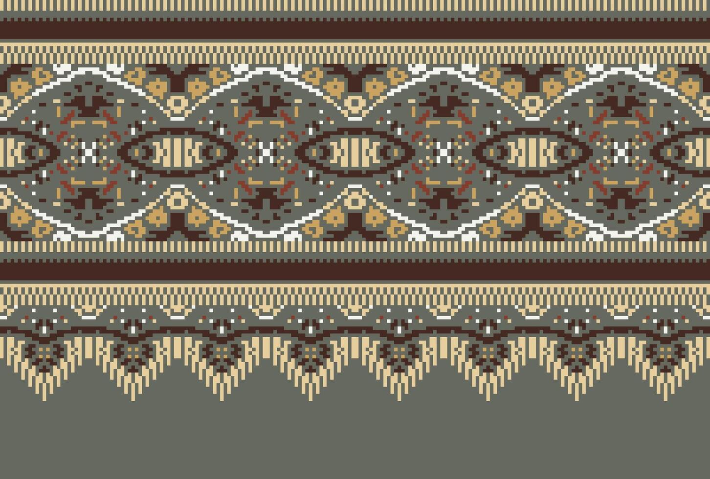 cross stitch Embroidery ethnic pattern, Vector Geometric ornate background, Cross stitch retro zigzag style, Blue and yellow pattern knitting continuous, Design for textile, fabric, digital print