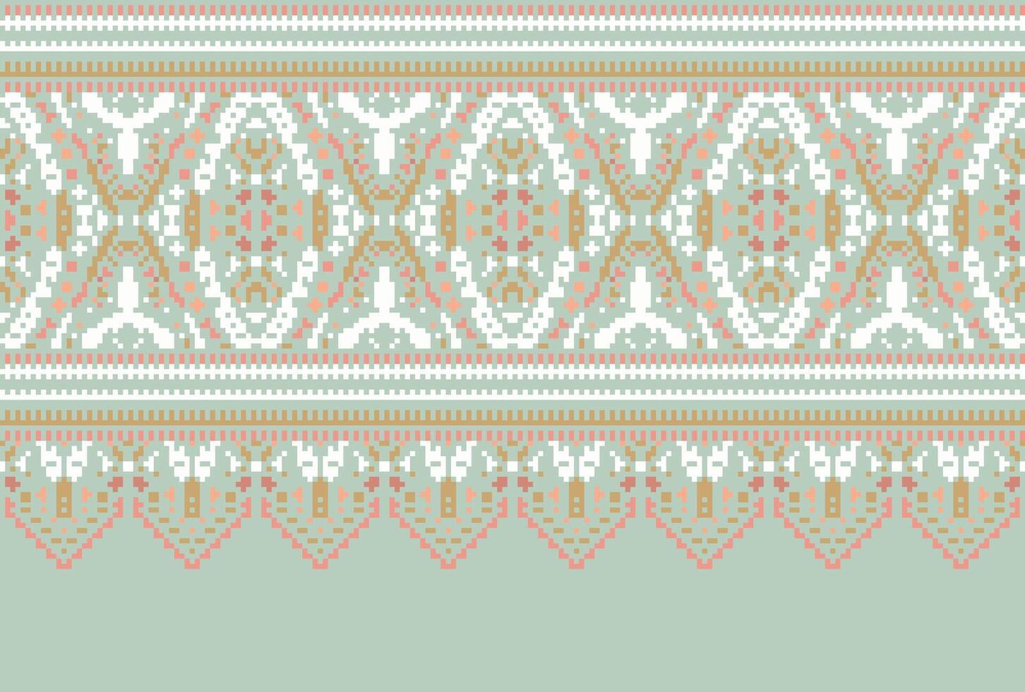 cross stitch Embroidery ethnic pattern, Vector Geometric ornate background, Cross stitch retro zigzag style, Blue and yellow pattern knitting continuous, Design for textile, fabric, digital print