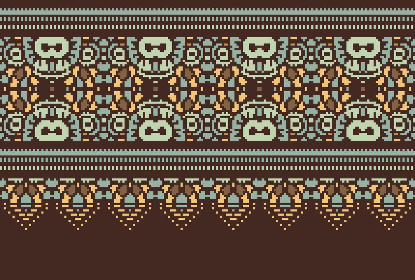 Cross Stitch pattern with Floral Designs. Traditional cross stitch needlework. Geometric Ethnic pattern, Embroidery, Textile ornamentation, fabric, Hand stitched pattern, Cultural stitching pixel art. vector