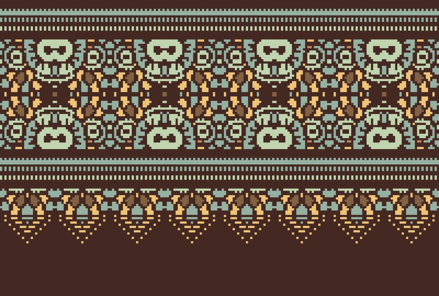 Cross Stitch pattern with Floral Designs. Traditional cross stitch needlework. Geometric Ethnic pattern, Embroidery, Textile ornamentation, fabric, Hand stitched pattern, Cultural stitching pixel art. vector