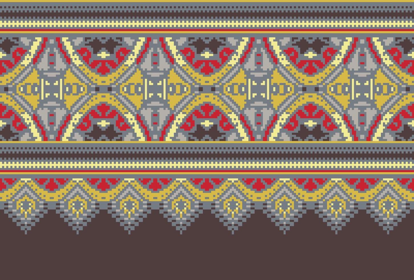 cross stitch traditional ethnic pattern paisley flower Ikat background abstract Aztec African Indonesian Indian seamless pattern for fabric print cloth dress carpet curtains and sarong vector