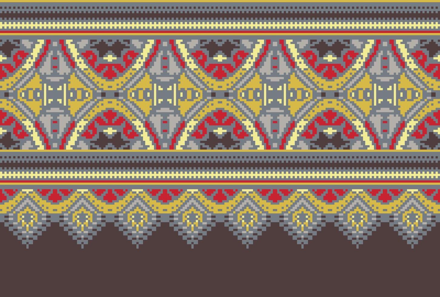 cross stitch traditional ethnic pattern paisley flower Ikat background abstract Aztec African Indonesian Indian seamless pattern for fabric print cloth dress carpet curtains and sarong vector