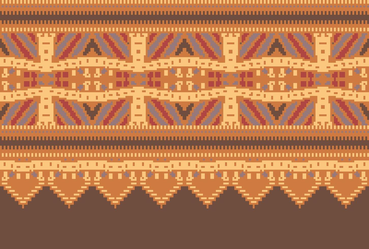 cross stitch Embroidery ethnic pattern, Vector Geometric ornate background, Cross stitch retro zigzag style, Blue and yellow pattern knitting continuous, Design for textile, fabric, digital print