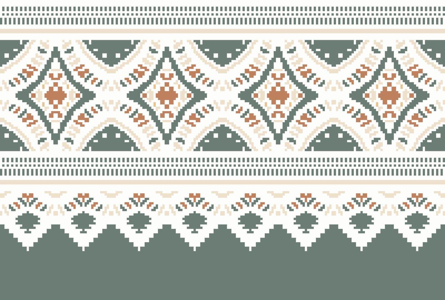 cross stitch traditional ethnic pattern paisley flower Ikat background abstract Aztec African Indonesian Indian seamless pattern for fabric print cloth dress carpet curtains and sarong vector