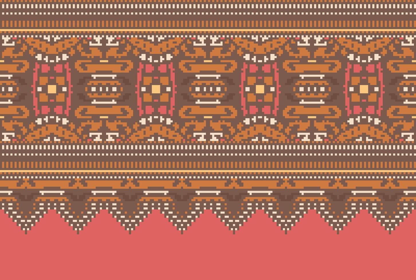 cross stitch Embroidery ethnic pattern, Vector Geometric ornate background, Cross stitch retro zigzag style, Blue and yellow pattern knitting continuous, Design for textile, fabric, digital print