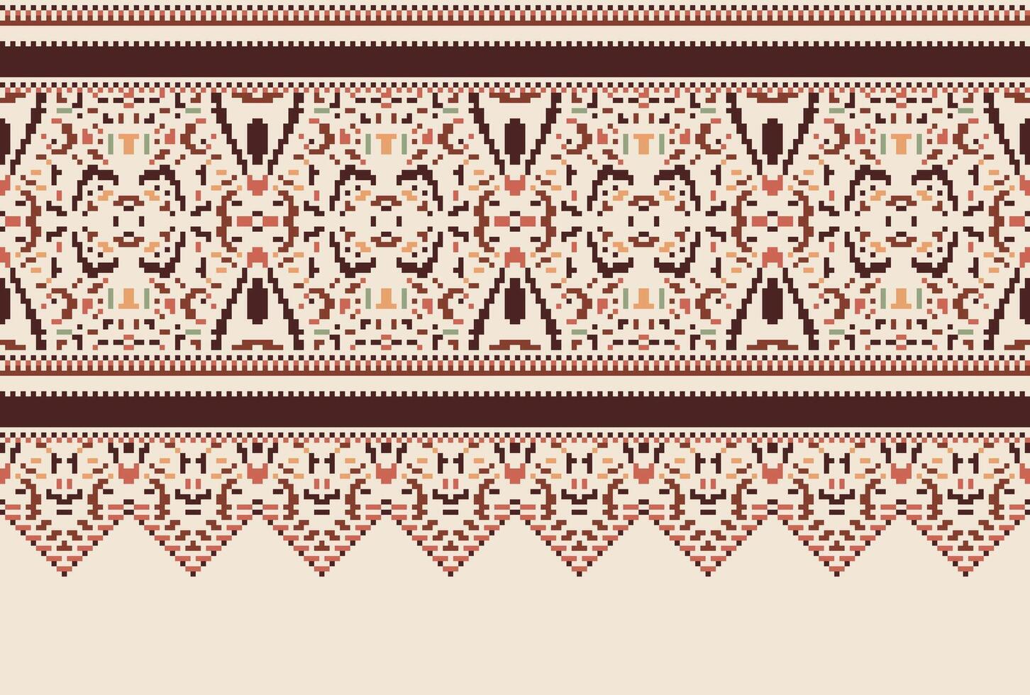 cross stitch Embroidery ethnic pattern, Vector Geometric ornate background, Cross stitch retro zigzag style, Blue and yellow pattern knitting continuous, Design for textile, fabric, digital print