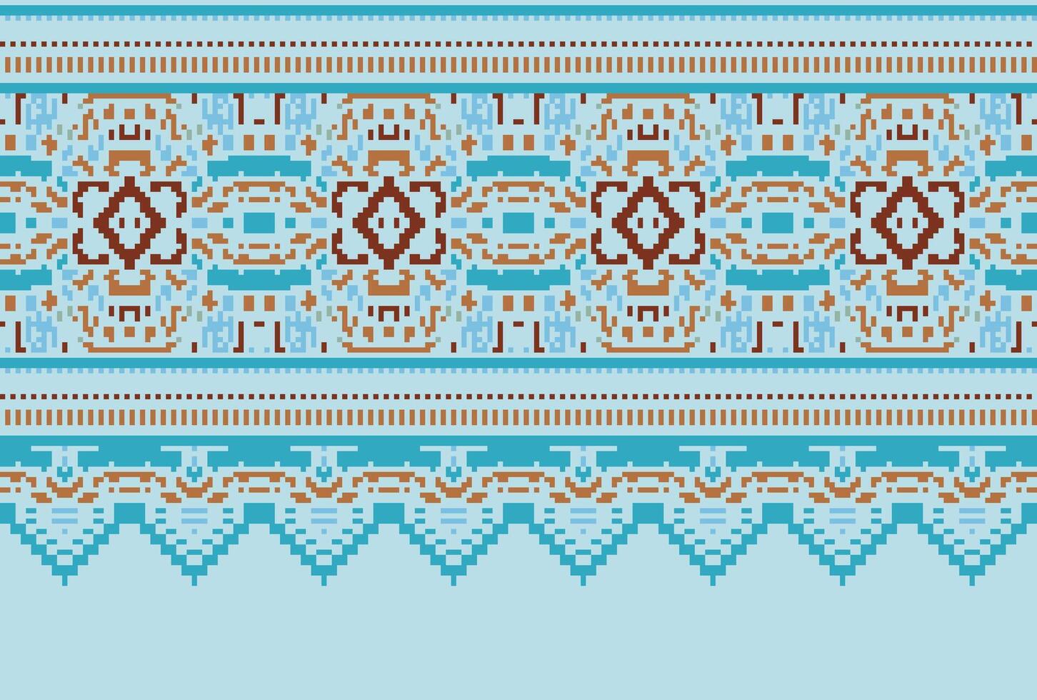 cruzar puntada modelo con floral diseños tradicional cruzar puntada costura. geométrico étnico patrón, bordado, textil ornamentación, tela, mano cosido patrón, cultural puntadas píxel Arte. vector