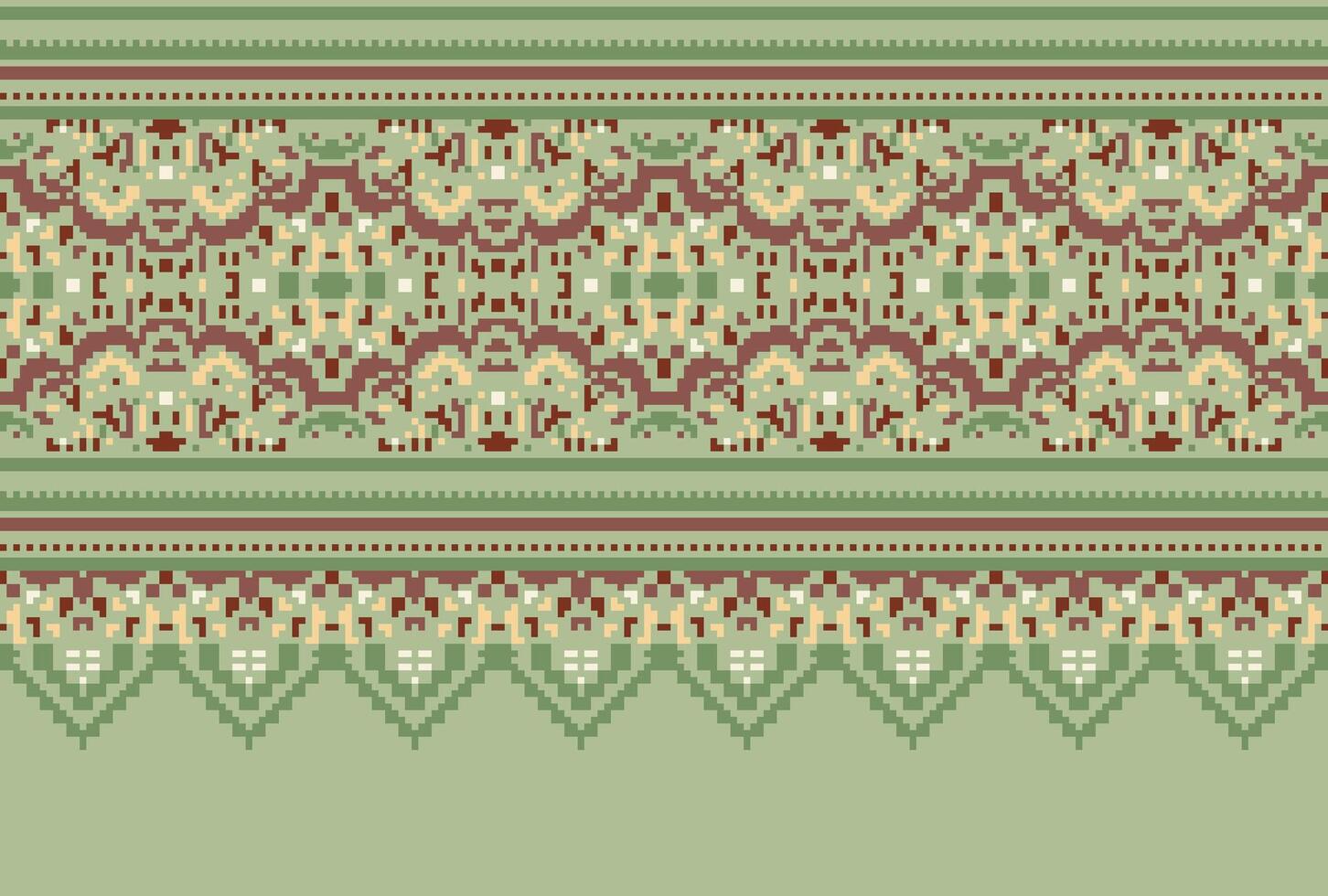 cross stitch Embroidery ethnic pattern, Vector Geometric ornate background, Cross stitch retro zigzag style, Blue and yellow pattern knitting continuous, Design for textile, fabric, digital print
