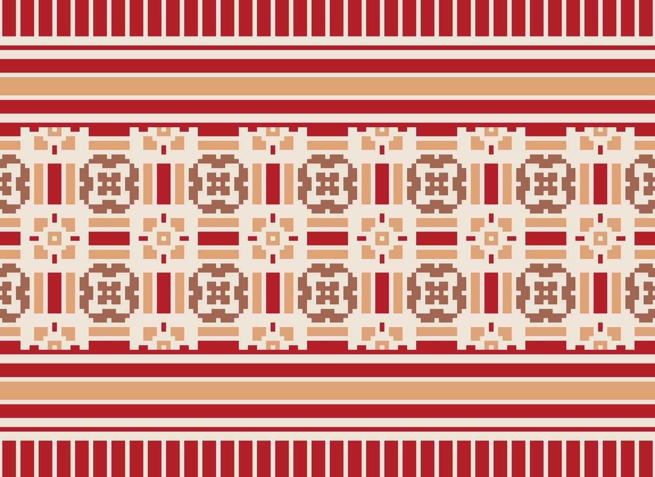 cross stitch traditional ethnic pattern paisley flower Ikat background abstract Aztec African Indonesian Indian seamless pattern for fabric print cloth dress carpet curtains and sarong vector
