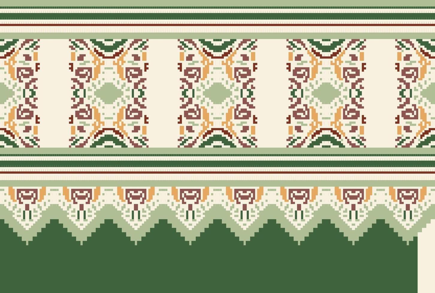 cross stitch Embroidery ethnic pattern, Vector Geometric ornate background, Cross stitch retro zigzag style, Blue and yellow pattern knitting continuous, Design for textile, fabric, digital print