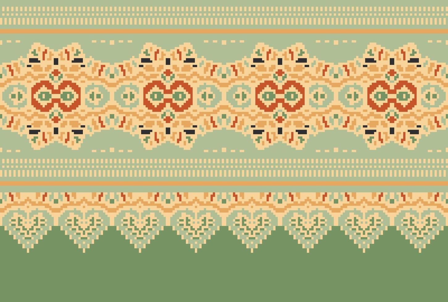 cross stitch Embroidery ethnic pattern, Vector Geometric ornate background, Cross stitch retro zigzag style, Blue and yellow pattern knitting continuous, Design for textile, fabric, digital print