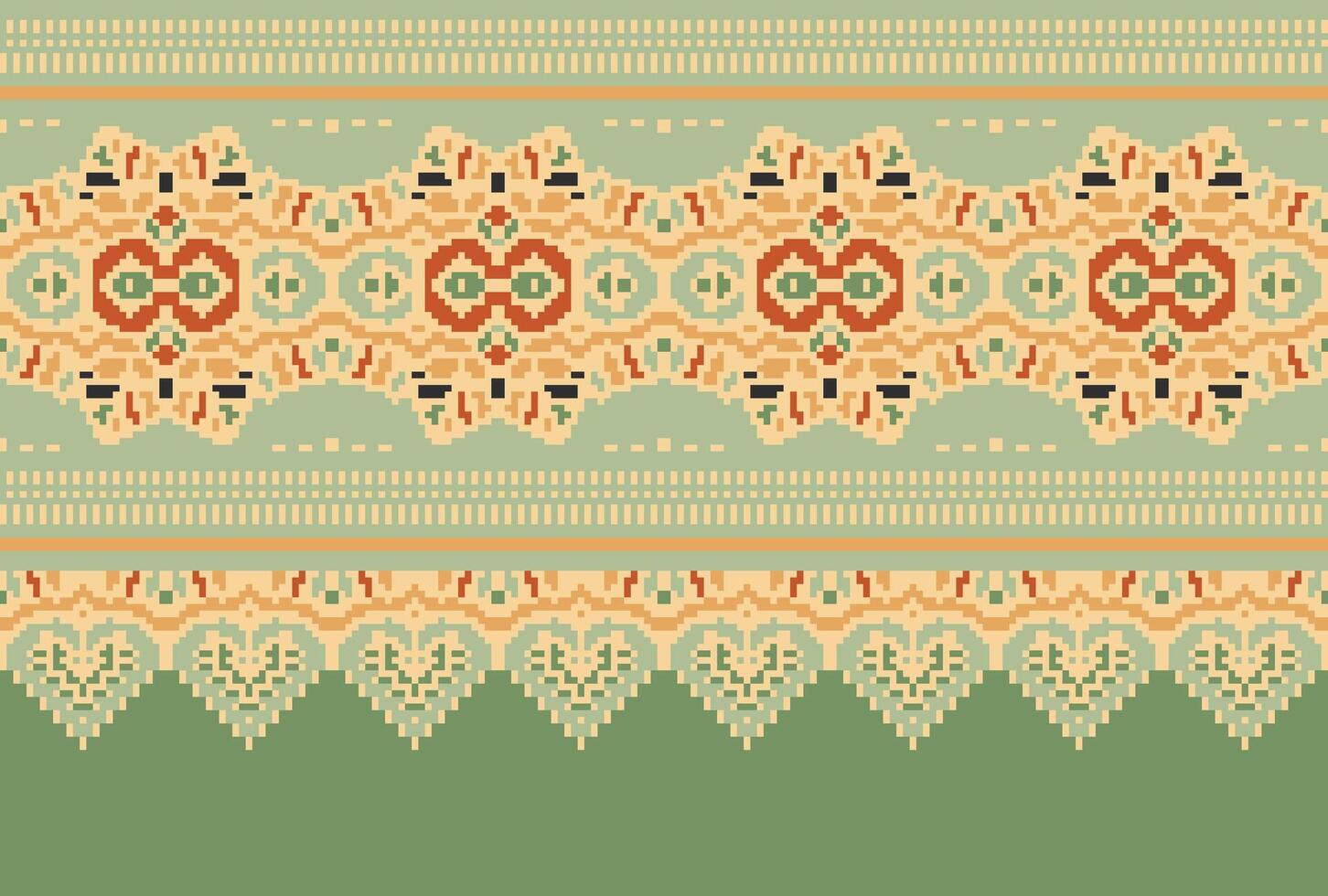 cross stitch Embroidery ethnic pattern, Vector Geometric ornate background, Cross stitch retro zigzag style, Blue and yellow pattern knitting continuous, Design for textile, fabric, digital print