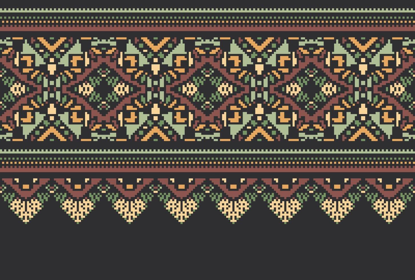 cross stitch Embroidery ethnic pattern, Vector Geometric ornate background, Cross stitch retro zigzag style, Blue and yellow pattern knitting continuous, Design for textile, fabric, digital print