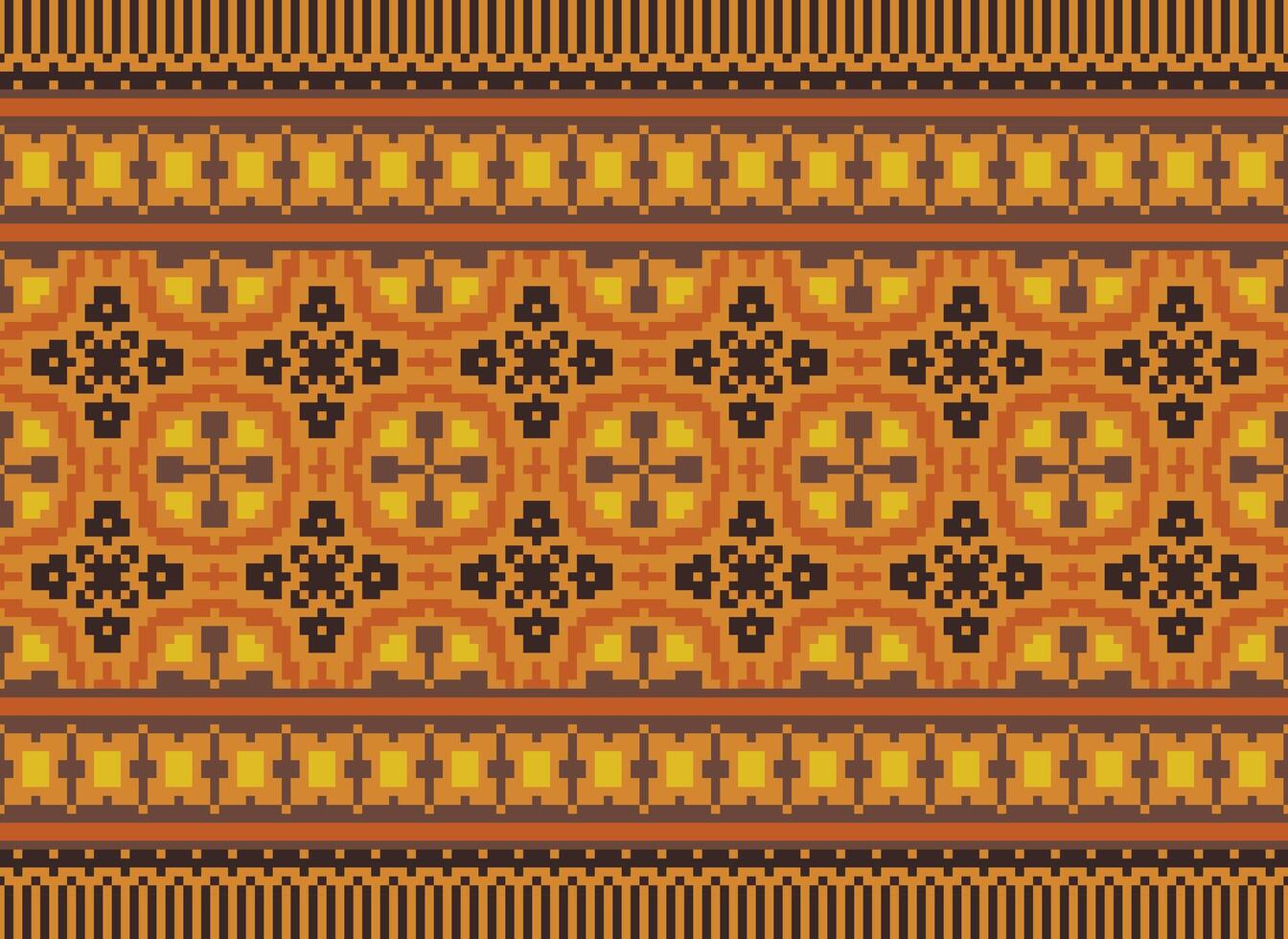 cross stitch traditional ethnic pattern paisley flower Ikat background abstract Aztec African Indonesian Indian seamless pattern for fabric print cloth dress carpet curtains and sarong vector