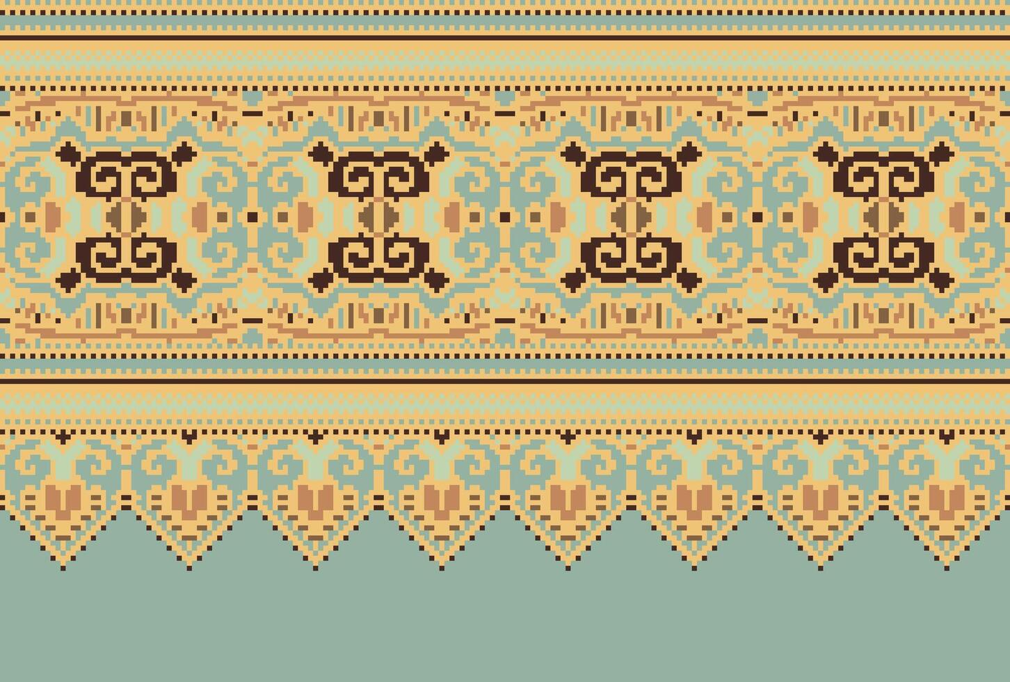 cruzar puntada modelo con floral diseños tradicional cruzar puntada costura. geométrico étnico patrón, bordado, textil ornamentación, tela, mano cosido patrón, cultural puntadas píxel Arte. vector