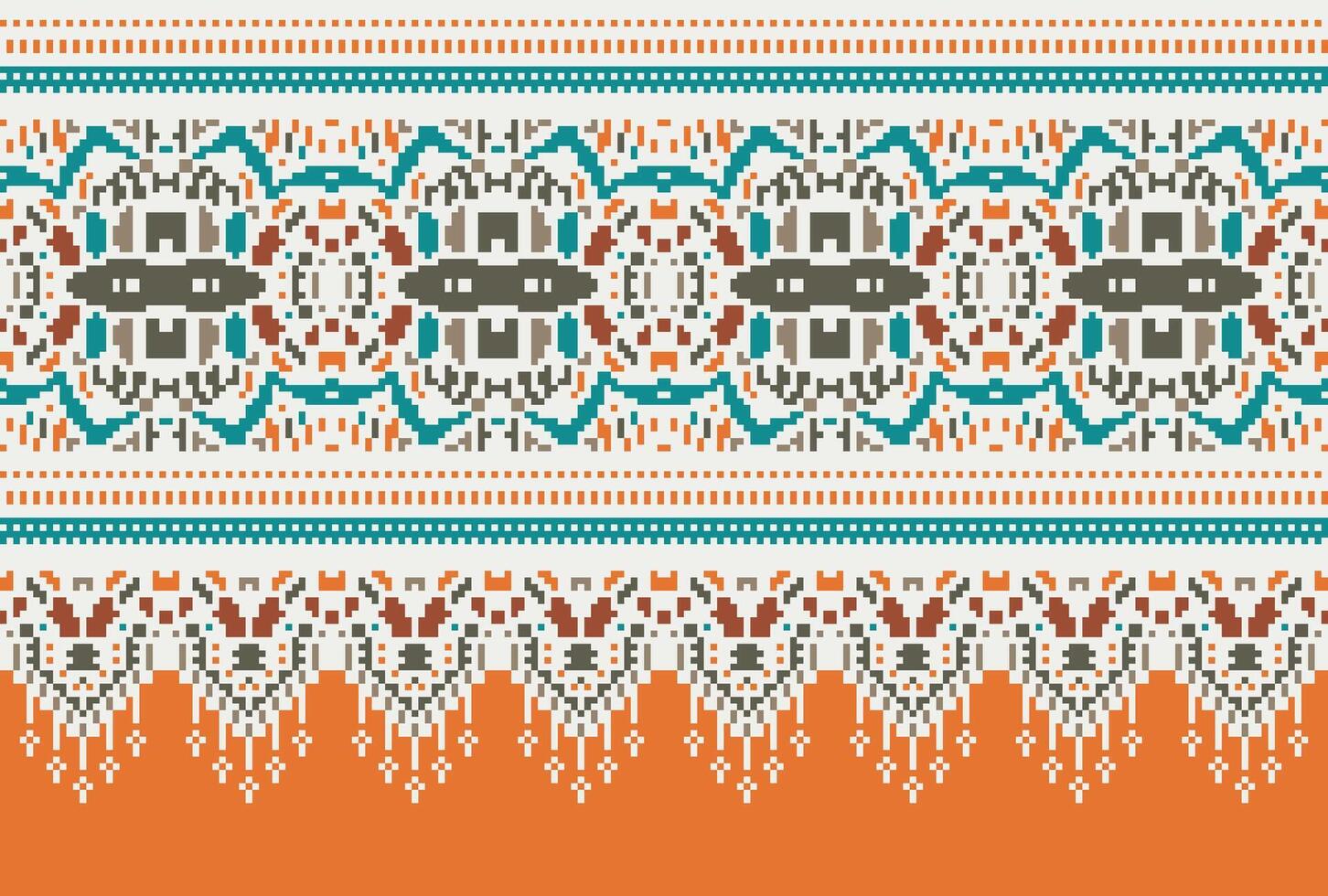 píxel cruzar puntada tradicional étnico modelo cachemir flor ikat antecedentes resumen azteca africano indonesio indio sin costura modelo para tela impresión paño vestir alfombra cortinas y pareo de malasia vector