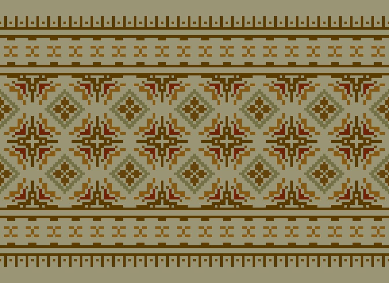 píxel cruzar puntada modelo con floral diseños tradicional cruzar puntada costura. geométrico étnico patrón, bordado, textil ornamentación, tela, mano cosido patrón, cultural puntadas vector