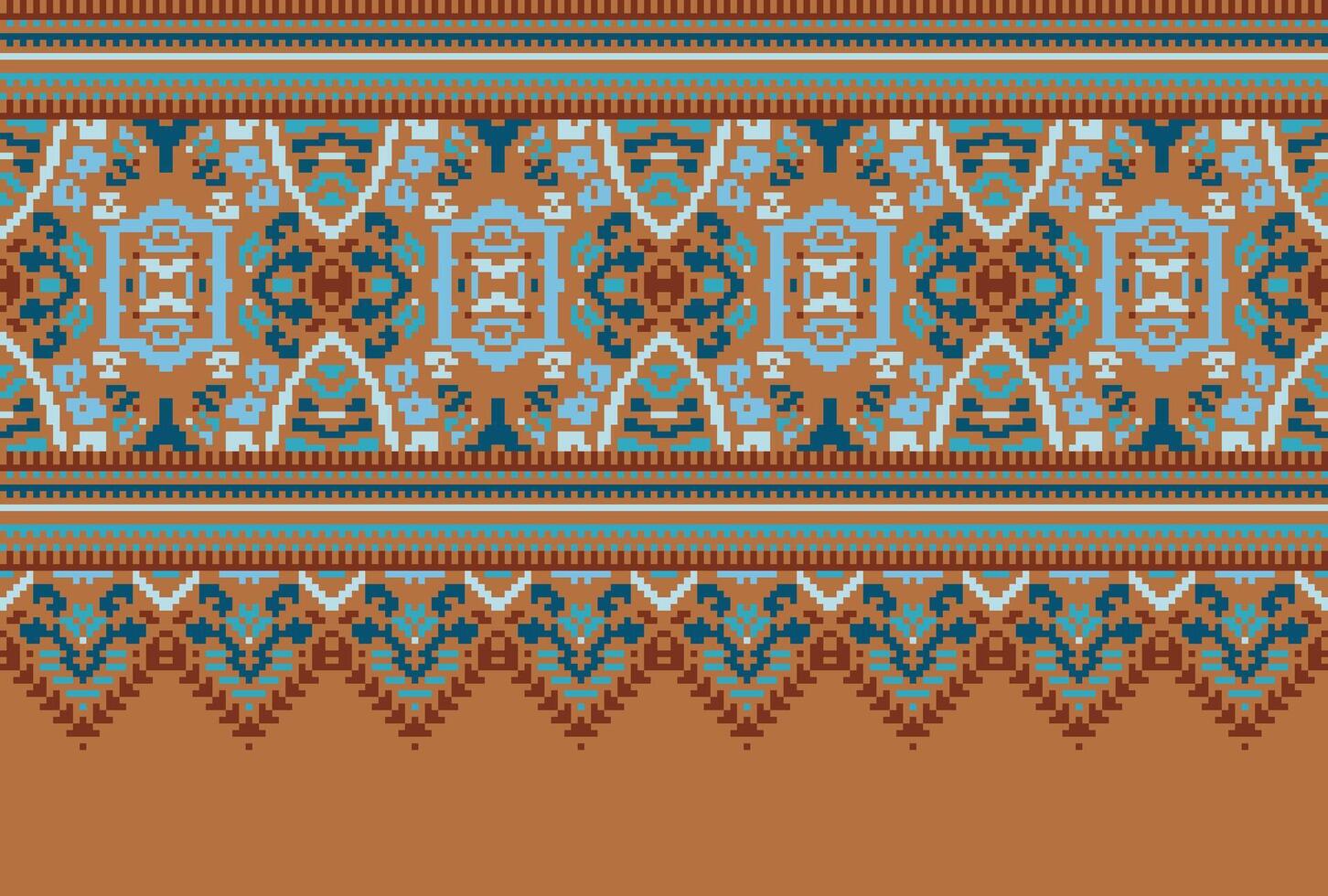 cruzar puntada modelo con floral diseños tradicional cruzar puntada costura. geométrico étnico patrón, bordado, textil ornamentación, tela, mano cosido patrón, cultural puntadas píxel Arte. vector