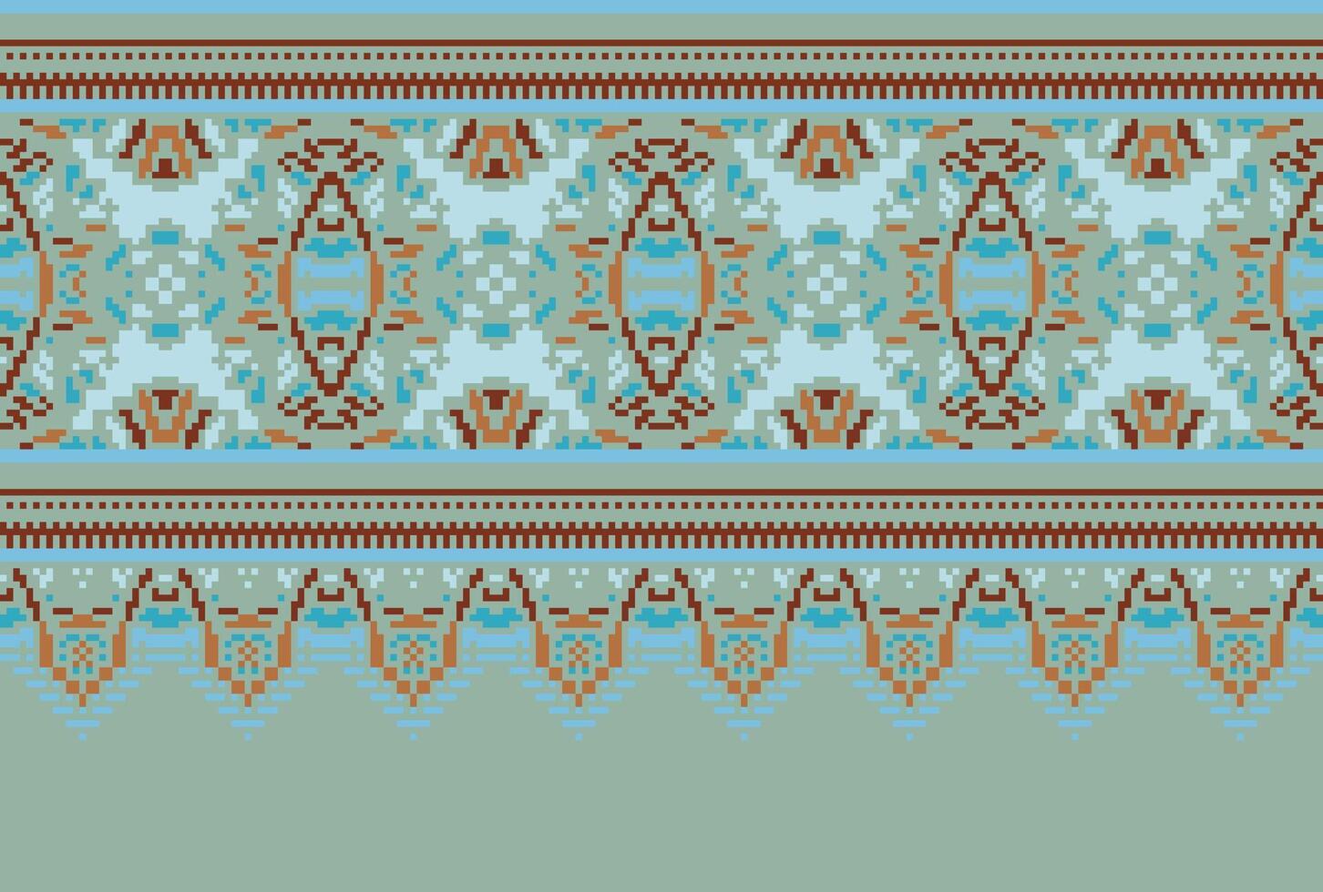 cruzar puntada modelo con floral diseños tradicional cruzar puntada costura. geométrico étnico patrón, bordado, textil ornamentación, tela, mano cosido patrón, cultural puntadas píxel Arte. vector