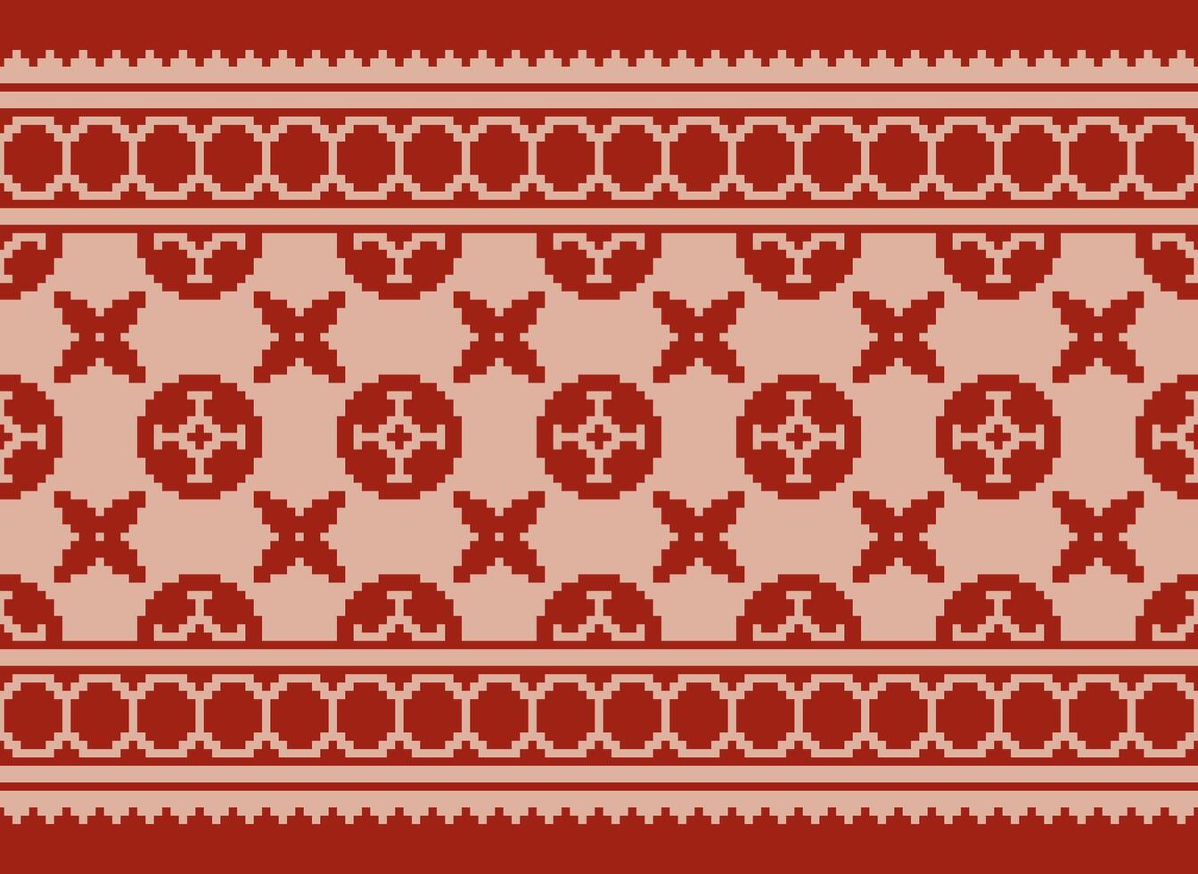 Pixel Cross Stitch Traditional Ethnic Pattern Paisley Flower Ikat Background Abstract Aztec African Indonesian Indian Seamless Pattern for Fabric Print Cloth Dress Carpet Curtains and Sarong vector